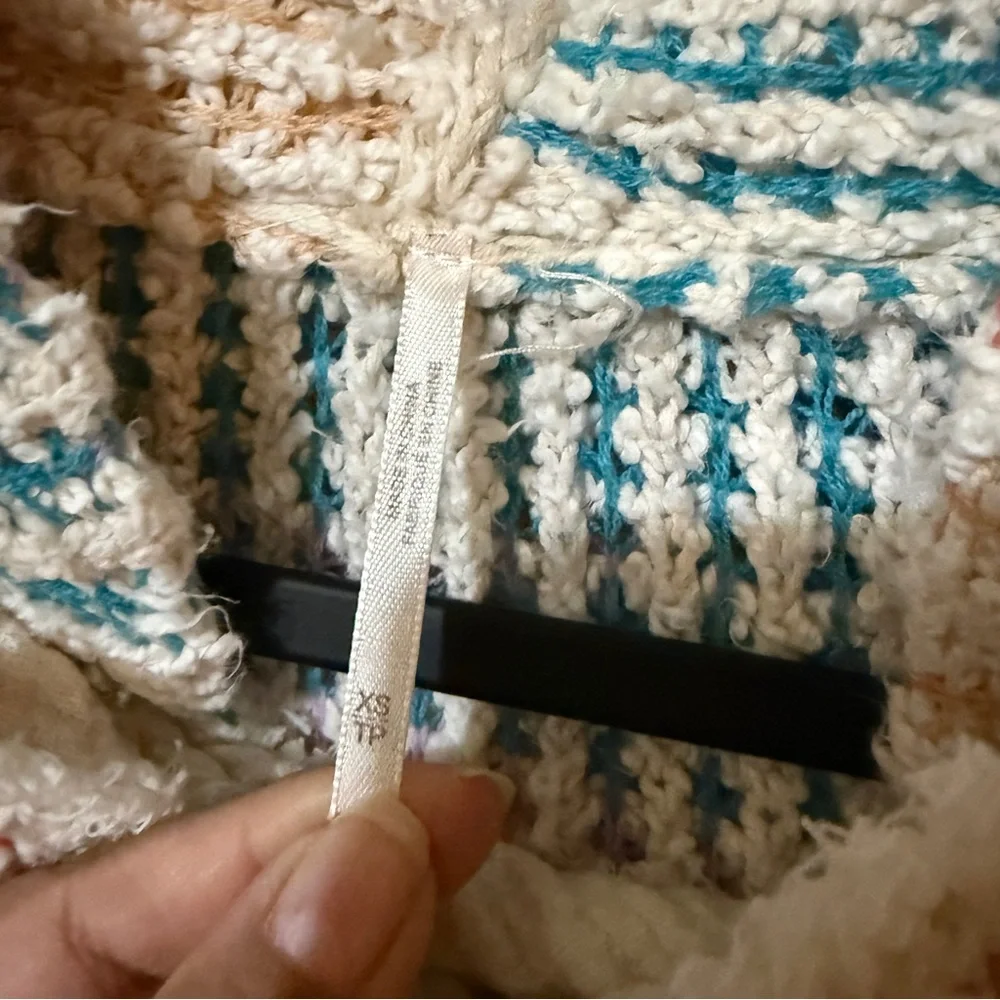 Free‎ People Sit Next to Me Multicolor Knit Hoodie Sz XS
